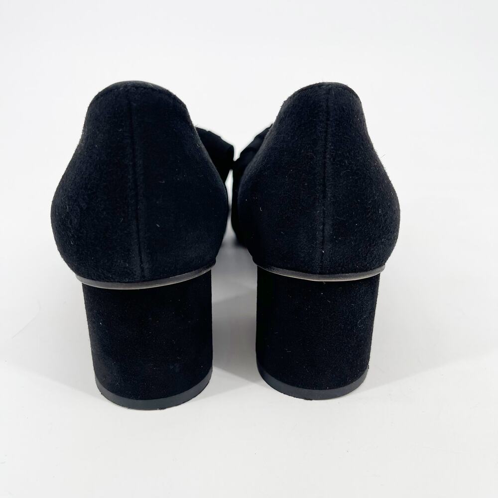 Gucci Marmont Black Suede GG Logo Kiltie Fringe Block Heel Loafer Pumps EU 37 - Picture 10 of 14